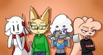  alice_(gld_fsh) allison_wool_(gld_fsh) big_ears bow_tie canine caprine clothing ear_piercing eyewear female ghost glasses gld_fsh hoodie kayla_(gld_fsh) lagomorph mammal neckerchief peace_sign_(disambiguation) piercing rabbit ribbons riley_(gld_fsh) scarf sheep spirit tongue tongue_out wolf 