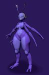  2015 2_toes 3_fingers 3d_(artwork) 4_arms antennae anthro areola arthropod big_areola biped breasts captkiro compound_eyes cool_colors digital_media_(artwork) exoskeleton female front_view full-length_portrait gibbi_(derek_hetrick) grey_eyes hair hi_res insect inverted_nipples multi_arm multi_limb nipples non-mammal_breasts nude portrait purple_antennae purple_background purple_exoskeleton purple_nipples purple_pussy purple_theme pussy shadow short_hair simple_background small_waist smile solo spread_arms standing toes voluptuous white_hair wide_hips zbrush 