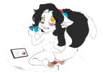  absurd_res anthro blush butt canine caught clenched_teeth controller cub female fur hi_res kneeling mammal masturbation nintendo nintendo_switch nude pawpads paws pussy solo teeth vaginal vaginal_masturbation video_games white_fur wolf yellow_eyes young zooshi zoosie 