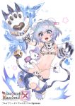  :d ahoge animal_ears arm_belt atte7kusa bare_shoulders bear_ears bikini blue_eyes blush brave_sword_x_blaze_soul breasts copyright_name fur_collar gloves hair_intakes hand_up highres ice jumping knees_together_feet_apart looking_at_viewer navel official_art open_mouth paw_gloves paws pink_pupils short_hair small_breasts smile solo stuffed_animal stuffed_toy swimsuit teddy_bear watermark white_bikini 