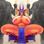  animal_ears arms_behind_head breasts dark_skin fate/grand_order fate_(series) gigantic_breasts huge_areolae huge_penis legs loincloth muscle nipples nitocris_(fate/grand_order) penis plump spread_legs squat squatting thick_thighs thighs tokyokyoto 