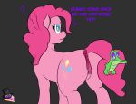  2018 anatomically_correct anatomically_correct_pussy animal_genitalia animal_pussy anus big_butt butt clitoris cutie_mark dock equine equine_pussy eyebrows eyelashes female feral friendship_is_magic frown gummy_(mlp) hair hi_res huge_butt mammal my_little_pony nude pink_hair pinkie_pie_(mlp) pussy pussy_juice simple_background standing text unknown_artist 