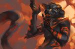  2018 5_fingers anthro black_fur cat deadro digital_media_(artwork) digital_painting_(artwork) feline fur male mammal orange_eyes orange_fur solo 