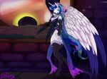  anthro breasts castle clothed clothing digital_media_(artwork) dress eclipse equine female hair horn mammal my_little_pony nipple_bulge owyisensei queen_eclipse tights_highs winged_unicorn wings 