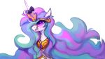  2018 digital_media_(artwork) equine female feral friendship_is_magic hair horn mammal multicolored_hair my_little_pony oksara princess_celestia_(mlp) simple_background smile solo unicorn white_background 