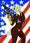  2018 4th_of_july absurd_res anthro avian bald_eagle bikini bird breasts clothed clothing digital_media_(artwork) eagle f-15 female fur gun hi_res looking_at_viewer ranged_weapon solo stars_and_stripes swimsuit tysavarin united_states_of_america weapon 