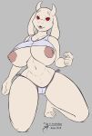  2018 arashidrgn big_breasts boss_monster breasts caprine female fur goat horn long_ears mammal nipples solo toriel undertale video_games white_fur 