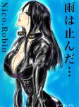  1girl black_gloves breasts cleavage cleavage_cutout dress full_body gloves gmotida hand_on_hip high_heels huge_breasts large_breasts long_hair nico_robin one_piece 
