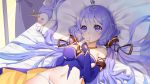  anthropomorphism azur_lane bed boku_koyuki_mx breasts cosplay elbow_gloves gloves hms_unicorn_(azur_lane) long_hair navel panties purple_eyes purple_hair tears twintails underwear vocaloid vocaloid_china 