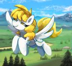  blitzdrachin blonde_hair equine feral golden_showers hair half-closed_eyes hi_res mammal mizu-wolf my_little_pony pegasus solo wings yellow_eyes 