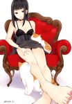  1girl bangs black_hair cats feet legs natu_k_ smirk tagme 