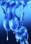  1girl 7_percent blue_eyes breasts female goo_girl looking_at_viewer monster_girl original solo upside-down 