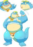  belly blush clothing crocodile crocodilian flexing fupa headshot makara male overweight overweight_male reptile scalie scar slightly_chubby speedo swimsuit thick_thighs tokyo_afterschool_summoners visor_cap whistle 