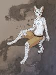  2018 5_fingers anthro black_nose clothed clothing digital_media_(artwork) feline fur green_eyes male mammal melzi serval solo spots spotted_fur topless 