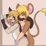  2017 anthro bite blush breasts cat crackers crackers_(character) ear_biting eyes_closed feline female male male/female mammal mouse nude open_mouth rodent san_(tigerinspace) tongue tongue_out 