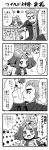  1girl 4koma absurdres acerola_(pokemon) alolan_form alolan_meowth closed_mouth comic commentary_request elite_four flipped_hair gen_1_pokemon gen_7_pokemon greyscale hair_ornament highres island_kahuna jacket jewelry kingin kuchinashi_(pokemon) mimikyu monochrome necklace open_mouth pokemon pokemon_(anime) pokemon_(creature) pokemon_sm_(anime) short_hair short_sleeves translation_request trial_captain wavy_mouth 