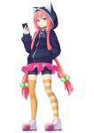  animal_ears animal_hood bangs bike_shorts black_hoodie black_shorts blue_eyes blush boots cat_ears cat_hood cellphone eyebrows_visible_through_hair full_body hair_between_eyes hair_bobbles hair_ornament hand_in_pocket hand_up highres hinata_channel holding holding_cellphone holding_phone hood hood_up hoodie jd_(bibirijd) long_hair long_sleeves low_twintails mismatched_legwear nekomiya_hinata orange_legwear parted_lips phone pink_skirt pleated_skirt puffy_long_sleeves puffy_sleeves red_hair short_shorts shorts shorts_under_skirt simple_background skirt sleeves_past_wrists solo standing striped striped_legwear thighhighs twintails very_long_hair virtual_youtuber white_background white_footwear 