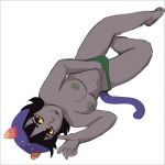  animal_humanoid areola barefoot black_hair breasts clothed clothing fangs female fingering fingering_self full-length_portrait grey_nipples grey_skin hair hand_in_panties hand_in_underwear homestuck humanoid looking_at_viewer lying masturbation ms_paint_adventures navel nepeta_leijon nipples on_side open_mouth open_smile panties portrait purple_tail rainbowsprinklesart simple_background smile solo topless troll_(homestuck) underwear vaginal vaginal_fingering vaginal_masturbation white_background yellow_sclera 