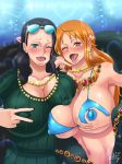  2girls breasts huge_breasts long_hair mikanberry multiple_girls nami_(one_piece) nico_robin one_piece orange_hair 