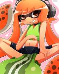  2015 blush borushi hi_res humanoid inkling navel nintendo orange_eyes solo splatoon sweat video_games 