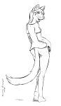  anthro bottomless butt cat clothed clothing feline female invalid_tag lionclaw1 longhair mammal monochrome nude pussy shirt t-shirt whiskers 
