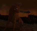  2014 blood brown_fur brown_nose canine digital_media_(artwork) fur green_eyes group holding_object holding_weapon mammal paws shwonky undead weapon zombie 