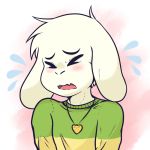  2017 ale asriel_dreemurr blush boss_monster caprine clothing crackers cub eyes_closed goat jewelry mammal necklace open_mouth solo tears undertale video_games young 