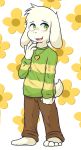  2017 alpha_channel anthro asriel_dreemurr blush caprine clothing crackers cub goat green_eyes jewelry looking_at_viewer male mammal necklace open_mouth patter_background solo standing undertale video_games young 