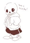  ! 2016 animated_skeleton bone brown_and_white clothed clothing crepix dialogue english_text humanoid monochrome not_furry sans_(undertale) simple_background skeleton smile solo text undead undertale video_games 