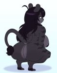  anthro big_breasts big_butt breasts butt crouching feline female looking_back mammal simple_background solo somescrub white_background 