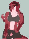  4_arms abs anthro big_penis breasts bulge claws clothed clothing dickgirl dragon fangs hair horn intersex kayle missy multi_arm multi_limb muscular penis reptile scalie tearing_clothing tongue 