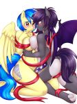  2017 absurd_res anthro askbubblelee bat_pony blue_hair blush breast_squish breasts breasts_frottage bubble_lee butt catnamedfish cleavage clothed clothing cutie_mark digital_media_(artwork) duo equine fan_character female female/female freckles friendship_is_magic hair hi_res horse mammal midnight_mural my_little_pony open_mouth pegasus pony purple_hair ribbons shy silvia_windmane underhoof wide_hips wings 