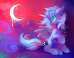  2018 altblast blue_feathers blue_hair chest_tuft cloud crescent_moon cutie_mark equine eyelashes feathered_wings feathers female feral floppy_ears fog friendship_is_magic fur hair hooves horn mammal moon my_little_pony night nude outside portrait princess_luna_(mlp) signature sitting sky solo teal_eyes tuft winged_unicorn wings 