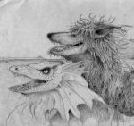  ambiguous/ambiguous ambiguous_gender bd dragon duo gills open_mouth pencil_(artwork) reptile scales scalie sea_monster shaggy_hair smile teeth tongue traditional_media_(artwork) unknown_species 