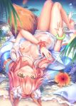  animal_ear_fluff animal_ears bare_legs beach bikini bikini_under_clothes blue_bikini blush breasts collarbone covered_navel day eyebrows_visible_through_hair fate/extra fate/grand_order fate_(series) fox_ears fox_tail full_body hair_between_eyes hat highres innertube large_breasts lips looking_at_viewer navel ocean outdoors parted_lips pink_hair sand see-through shirt short_sleeves side-tie_bikini solo sun_hat swimsuit tail tamamo_(fate)_(all) tamamo_no_mae_(fate) tamamo_no_mae_(swimsuit_lancer)_(fate) thighs upside-down water wet wet_clothes wet_shirt wet_t-shirt yellow_eyes yuriko 