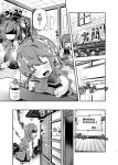  =_= ahoge apron bangs blush bow bowtie breast_rest breasts closed_mouth commentary_request cup emphasis_lines eyebrows_visible_through_hair fang greyscale hair_between_eyes hair_bow hair_ornament hairband hairclip imu_sanjo jacket kantai_collection long_hair long_sleeves looking_at_another mamiya_(kantai_collection) monochrome multiple_girls naganami_(kantai_collection) no_nose nose_blush open_mouth remodel_(kantai_collection) shaded_face short_hair sign skirt smile sparkle sweat table takanami_(kantai_collection) teacup thighhighs translated zettai_ryouiki |d 