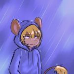  clothing crackers crackers_(character) hoodie male mammal mouse raining rodent solo wet young 