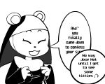  2018 alpha_channel animated anthro bear bouncing_breasts boxf breasts dialogue digital_media_(artwork) english_text eyes_closed female mammal monochrome nun nun_(itsunknownanon) smile solo standing text 
