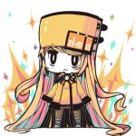  blonde_hair chibi guilty_gear guilty_gear_xrd hat iguana_henshuu-chou long_hair millia_rage orange_hat pantyhose ribbon solo very_long_hair 