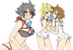  bad_id bad_pixiv_id blue_eyes breasts brown_hair cleavage food_between_breasts genderswap genderswap_(mtf) kingdom_hearts kingdom_hearts_birth_by_sleep large_breasts roxas sexually_suggestive short_hair sora_(kingdom_hearts) spiked_hair torikawa_(tori1002) vanitas 