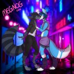  aurora_(disambiguation) canine clothed clothing crossdressing fox kissing male male/male mammal megnog neon raz street 