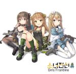  :d :o ahoge assault_rifle asymmetrical_legwear bangs bare_shoulders belt black_dress black_footwear black_gloves blonde_hair blue_coat blue_eyes blush boots bow breasts brown_eyes brown_hair buckle camouflage_jacket choker cleavage coat collarbone collared_coat copyright_name cross-laced_footwear daewoo_k2 dog_tags double_bun dress drum_magazine eyebrows_visible_through_hair fingerless_gloves fishnet_legwear fishnets frown fur-trimmed_jacket fur_trim girl_sandwich girls_frontline gloves green_eyes green_legwear grey_footwear gun hair_between_eyes hair_bow hair_ornament hairband hairclip handheld_game_console highres holding_handheld_game_console jacket k-2_(girls_frontline) knee_boots knees_up lace-up_boots large_breasts long_hair looking_at_viewer medium_breasts military military_uniform multiple_girls navel off_shoulder ohshit open_mouth panties pantyhose rfb_(girls_frontline) rifle sandwiched scratching_cheek shirt short_dress sidelocks simple_background sitting skirt smile snowflake_hair_ornament striped striped_legwear submachine_gun suomi_kp/-31 suomi_kp31_(girls_frontline) thigh_strap thighhighs thighs underwear uniform vertical-striped_legwear vertical_stripes wariza weapon white_background white_legwear 