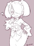 1girl bare_shoulders detached_collar detached_sleeves dress female hair_over_one_eye leviathan_(skullgirls) monster_girl skullgirls squigly_(skullgirls) stitched_mouth stitches striped striped_sleeves twintails zombie 