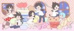 3girls :d alternate_costume angel_wings bangs black_eyes black_hair blue_hair blush bulma candy chi-chi_(dragon_ball) chibi chocolate cookie couple demon_tail demon_wings dragon_ball dragon_ball_z dress father_and_son food frown heart_lollipop hershey's_kisses hetero husband_and_wife indoors jar kanekiyo_miwa lollipop looking_at_another looking_back looking_up macaron mother_and_son muffin multiple_boys multiple_girls mushroom necktie night no_pupils open_mouth pink_wings puffy_sleeves ribbon serious shirt short_hair sitting sleeveless sleeveless_dress smile snow snowflakes son_gohan son_gokuu spiked_hair spoon standing tail twintails vegeta videl white_dress white_shirt window wings winter 