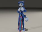  2018 anthro big_breasts blue_fur blue_hair breasts convenient_censorship demarticusstone digital_media_(artwork) female fur hair hi_res krystal looking_at_viewer melee_weapon nintendo nipples nude pose star_fox sword video_games weapon 