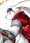  2016 anthro black_nose clothing eyewear fur goggles goggles_on_head king_kazma lagomorph looking_at_viewer mammal rabbit red_eyes solo summer_wars vest white_fur ユ-リ 