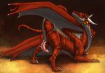  2018 animal_genitalia anus butt cloaca dragon erection feral looking_at_viewer looking_back male nude penis pinup pose presenting presenting_hindquarters scalie slit solo stardragon stardragon102 western wings 