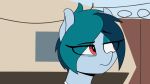  2018 animated annoyed blinking delta_vee equine eye_roll eyebrows eyelashes eyeshadow fan_character female feral floppy_ears frown hair half-closed_eyes makeup mammal mascara my_little_pony outside red_eyes shinodage short_hair solo teal_hair teeth trailer 