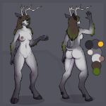  antlers breasts female horn keadonger mammal model_sheet monster nipples pussy simple_background wendigo 