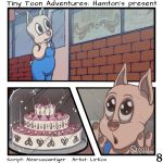 2018 bakery cake comic detailed_background digital_media_(artwork) food hamton_j_pig lirkov male mammal pig porcine solo tiny_toon_adventures warner_brothers 